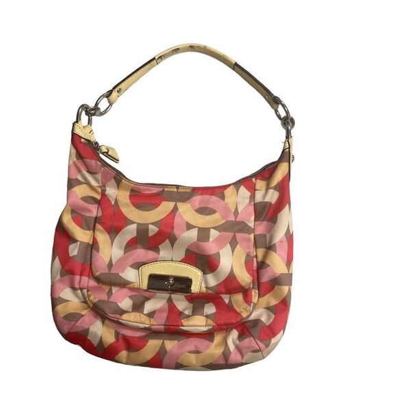 COACH Kristin Satchel Handbag  L1276-F22745 Yellow Pink&Tan READ DESCRIPTION‎ - Picture 2 of 12